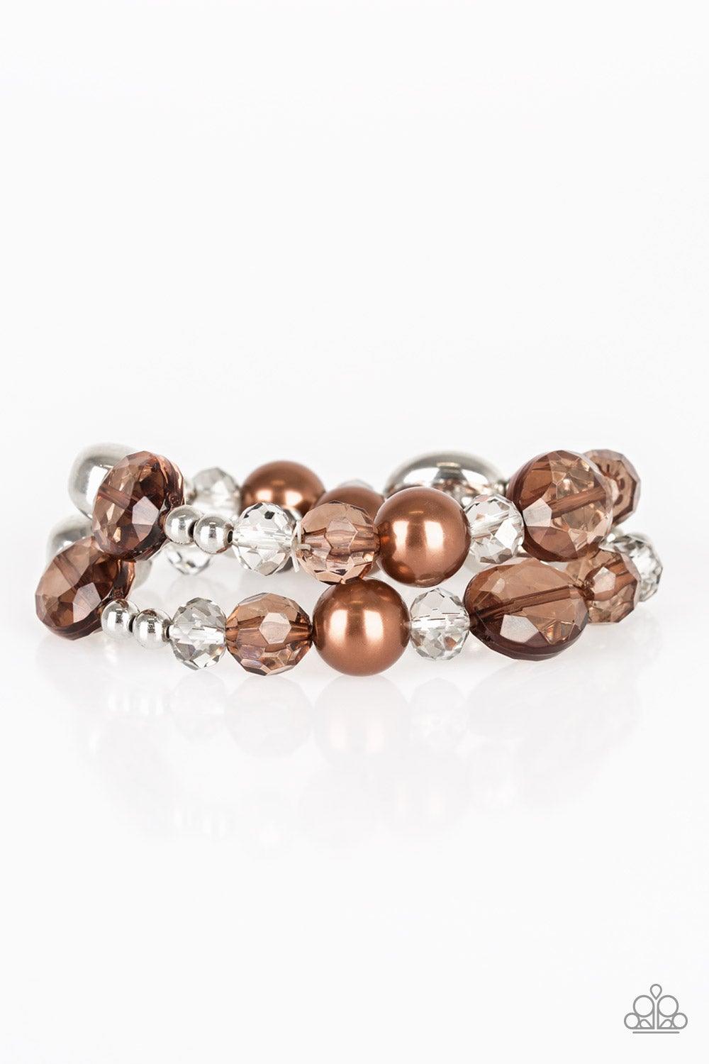 Paparazzi Accessories-Downtown Dazzle - Brown Bracelets