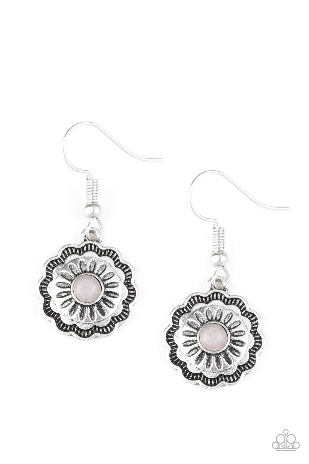 Paparazzi Accessories-Badlands Buttercup - Silver Earrings