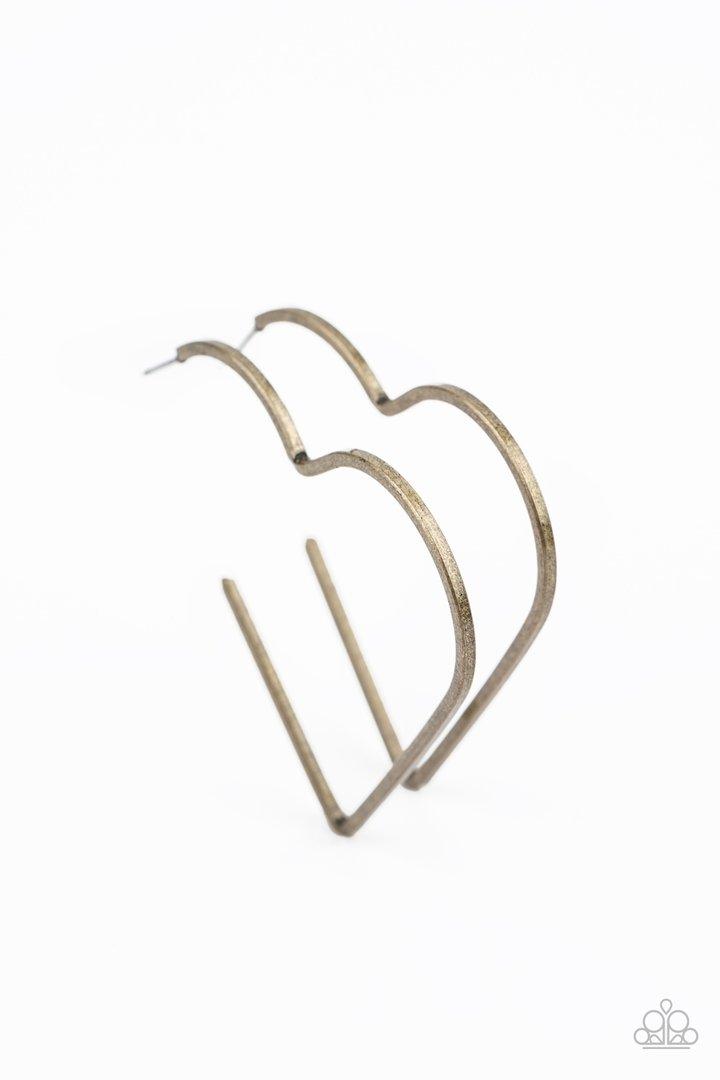 Paparazzi Accessories-I HEART a Rumor Brass Earrings