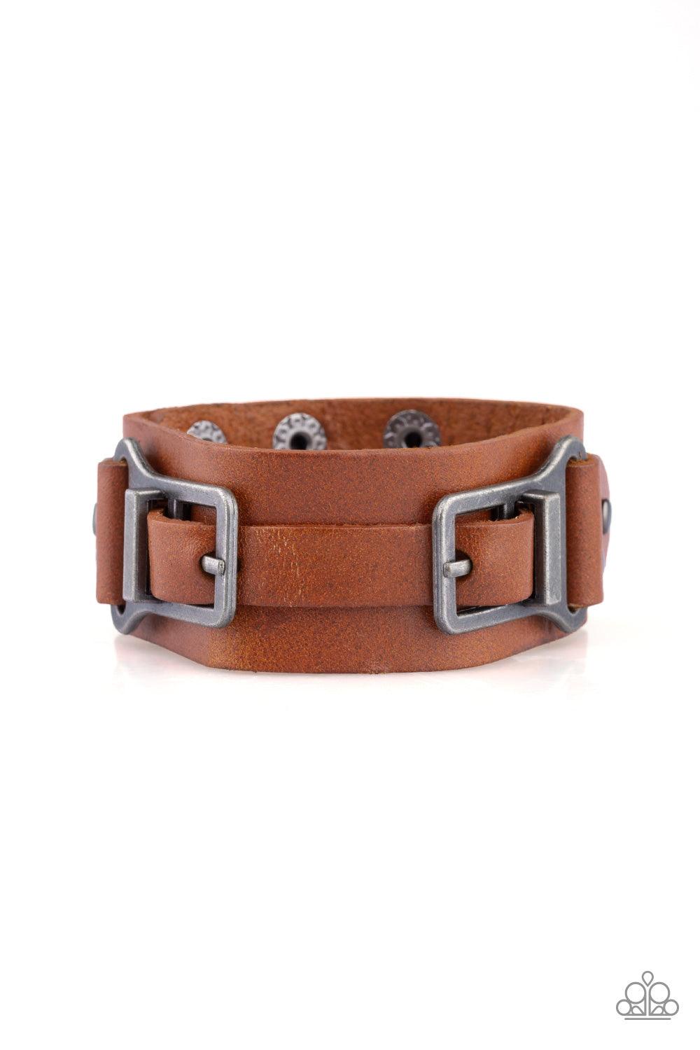 Paparazzi Accessories-Scout It Out - Brown Urban Bracelet - jewelrybybretta