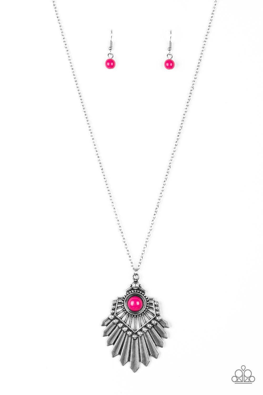 Paparazzi Accessories-Inde-PENDANT Idol - Pink Necklace