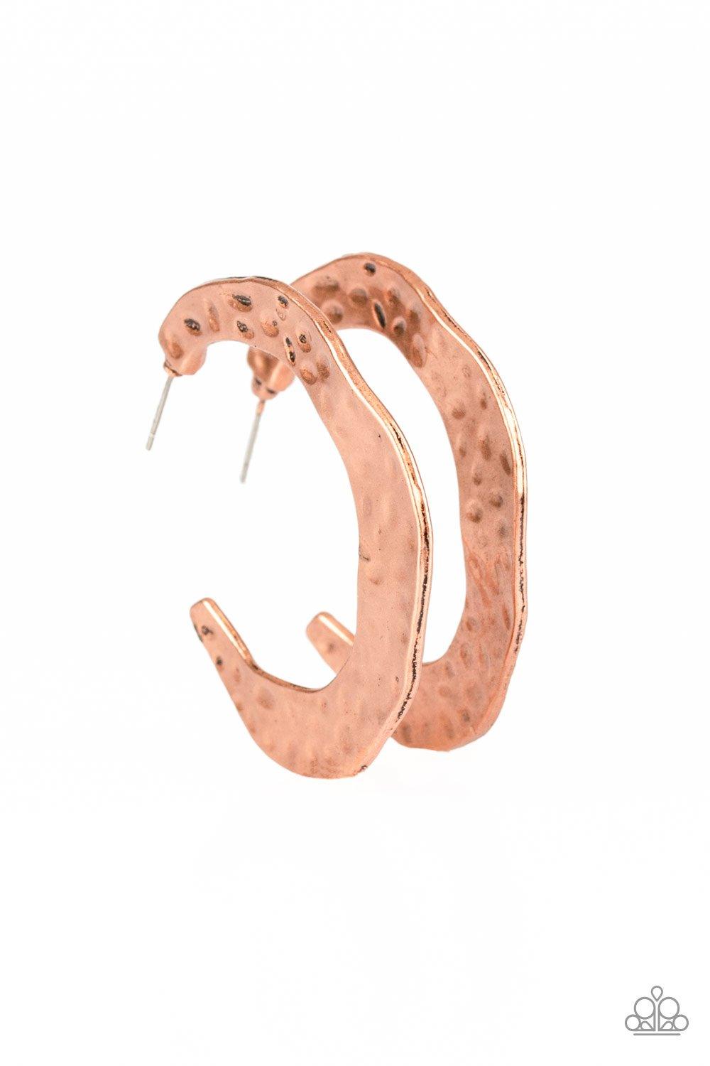 Paparazzi Accessories-The HOOP Up - Copper Earrings
