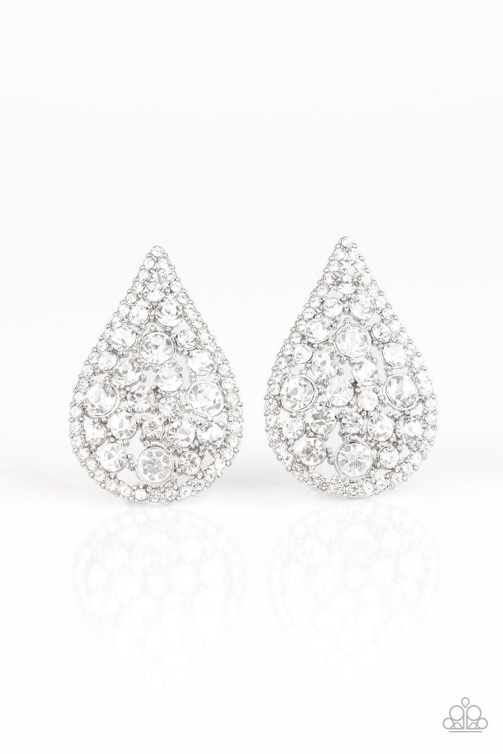 Paparazzi Accessories-REIGN-Storm - White Earrings
