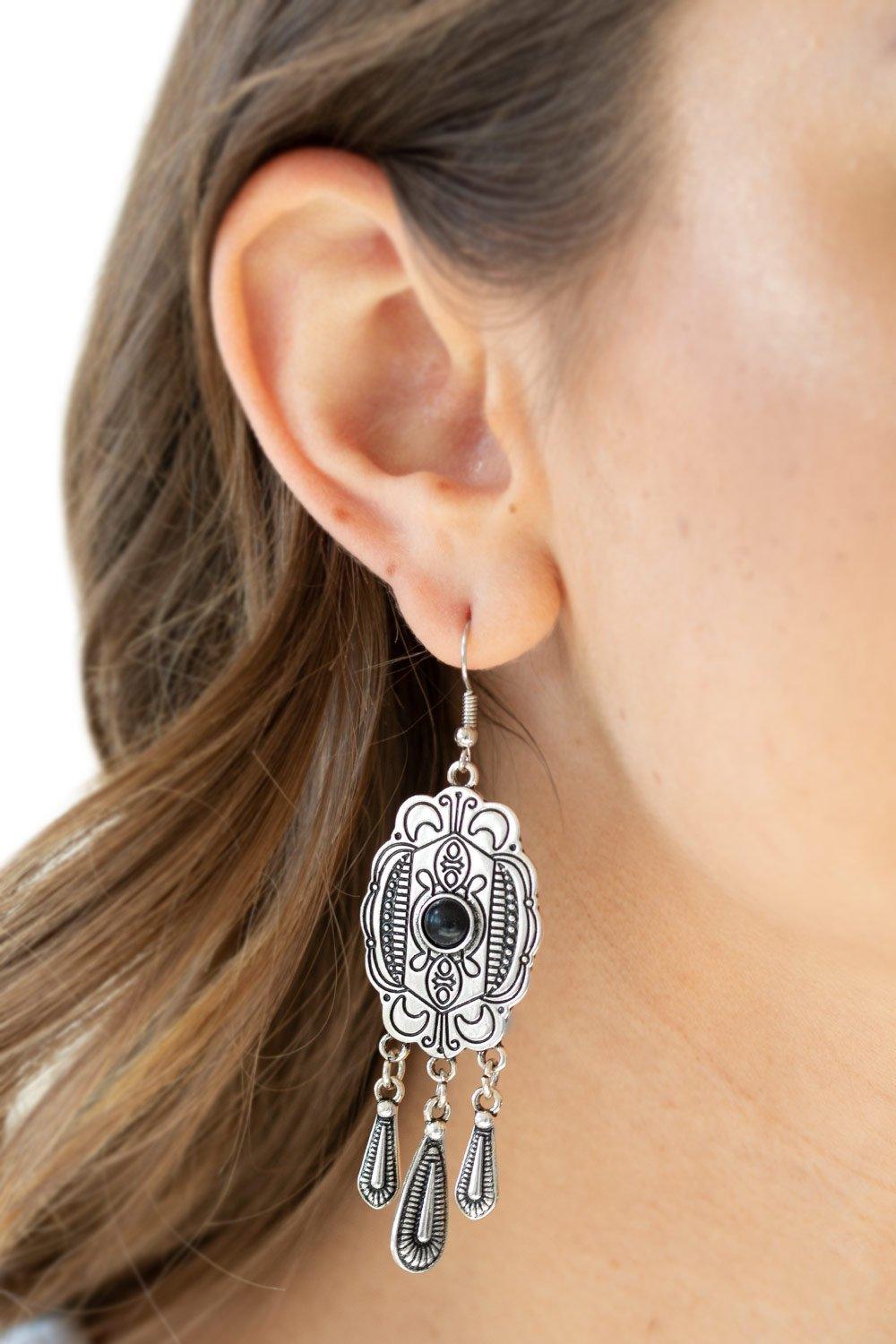 Paparazzi Accessories - Natural Native - Black Earrings