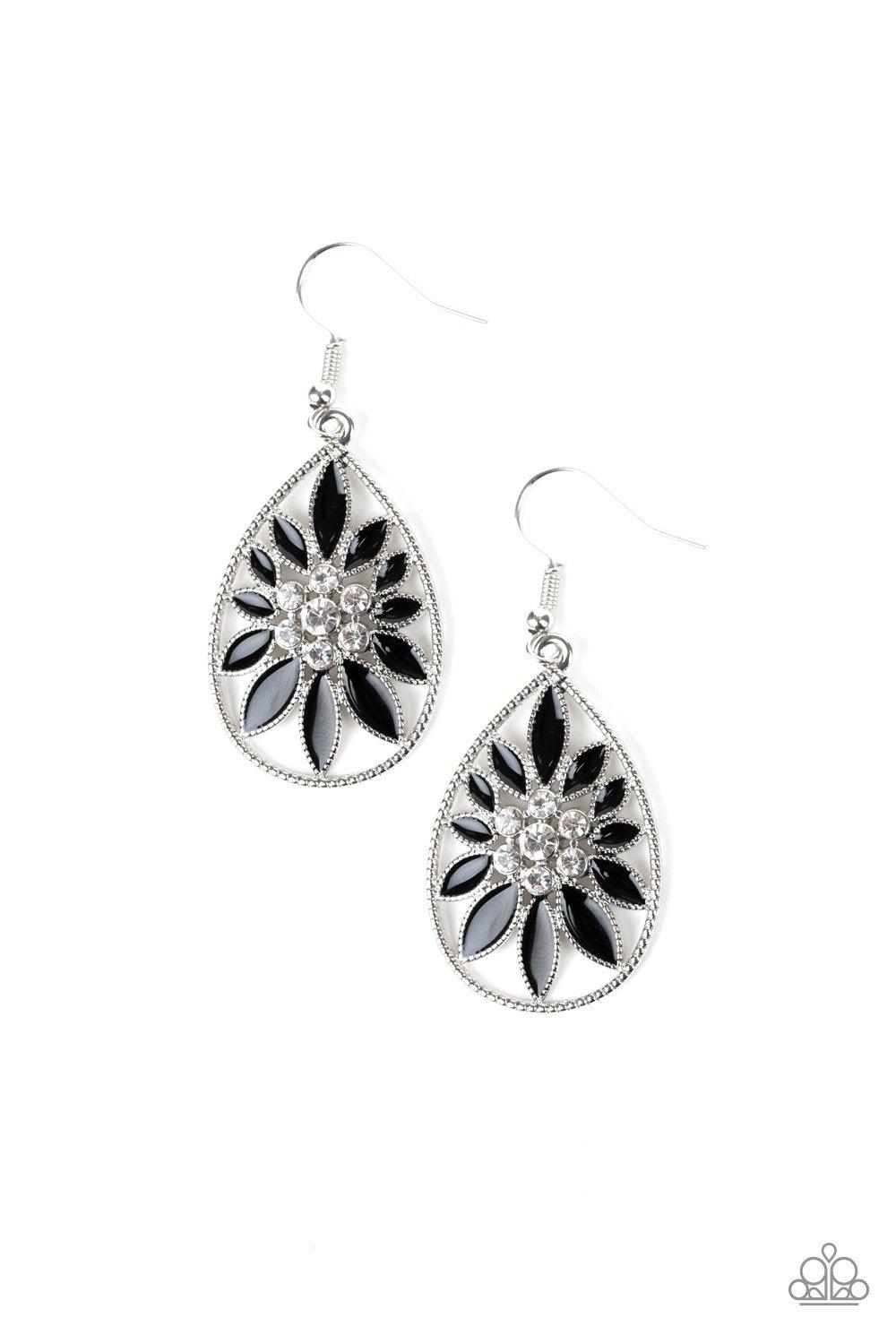 Paparazzi Accessories-Floral Morals - Black Earrings