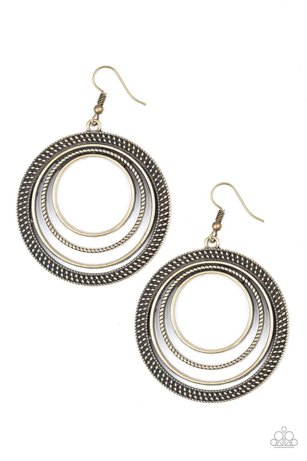 Paparazzi Accessories-Totally Textured - Brass Earrings