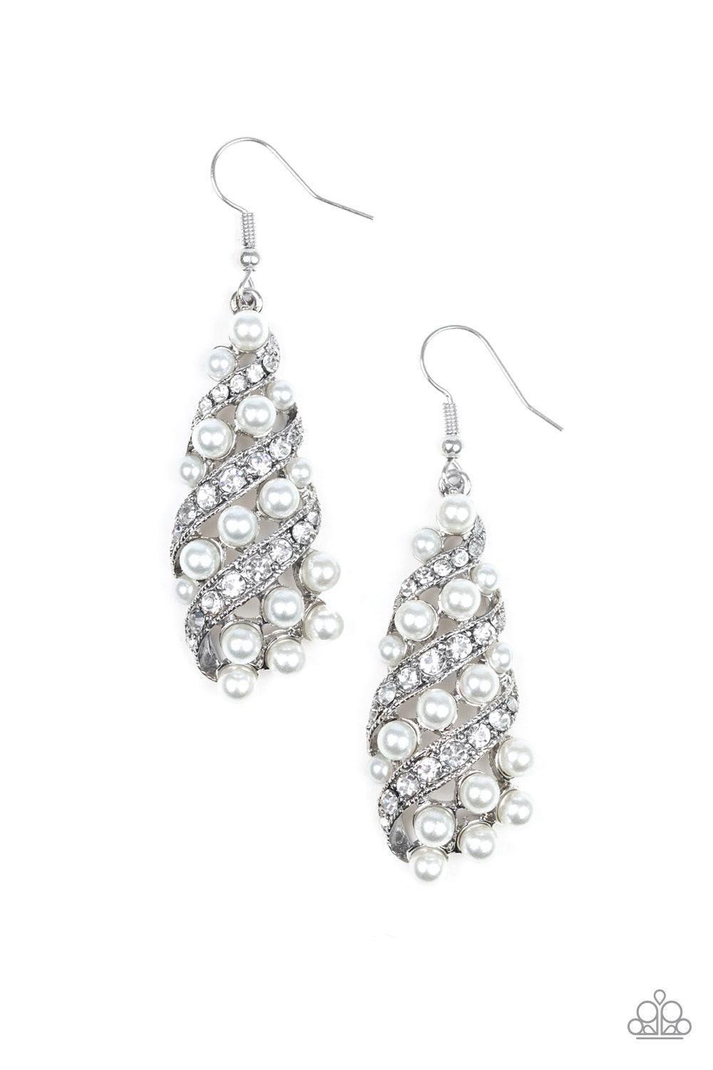 Ballroom Waltz White Earrings - Jewelry by Bretta