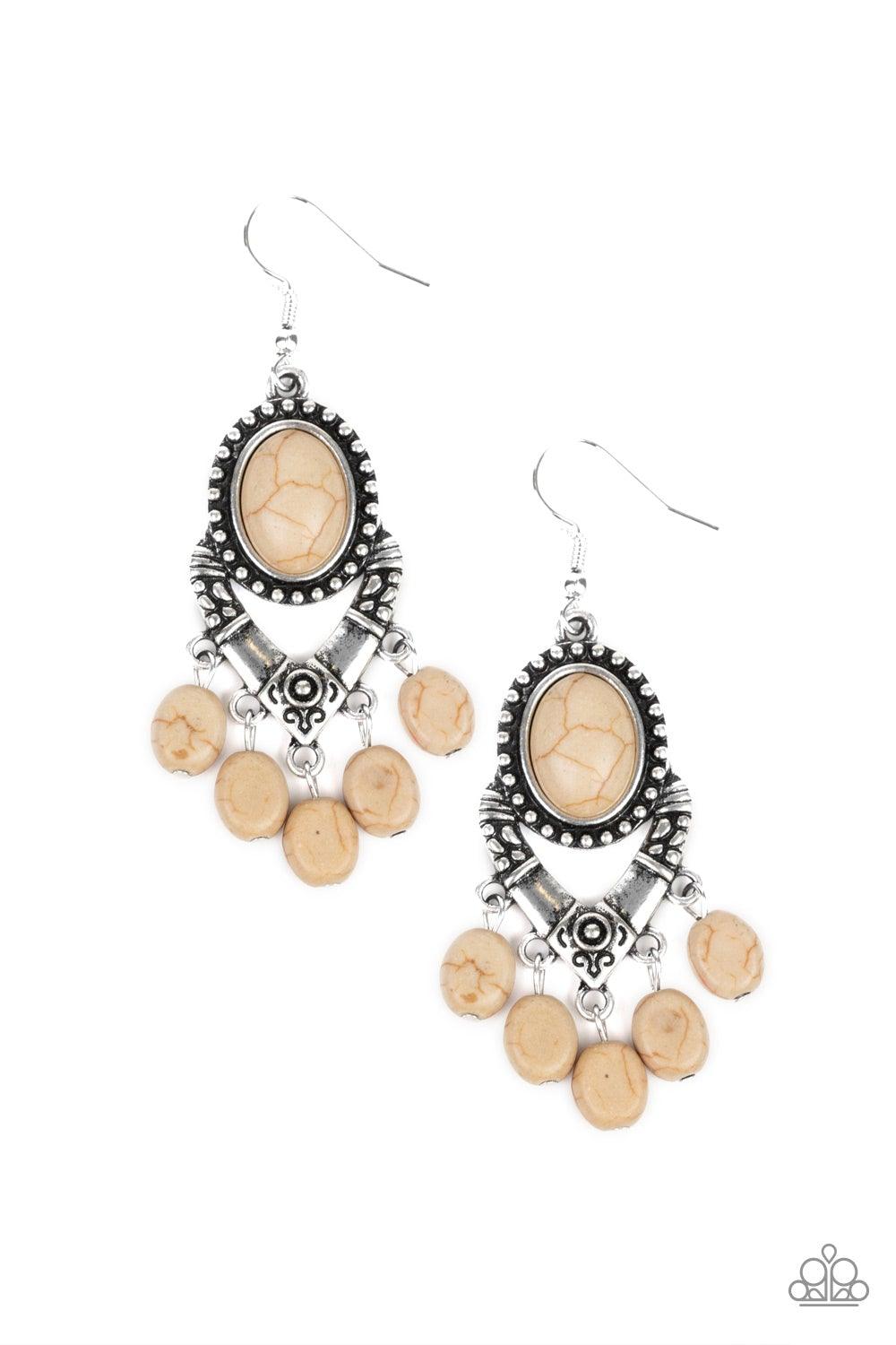 Paparazzi Accessories-Southern Sandstone - Brown Earrings