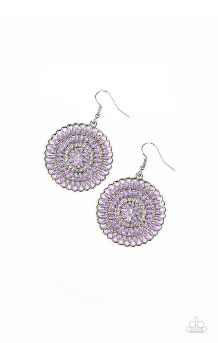 Paparazzi Accessories-PINWHEEL and Deal - Purple Earrings