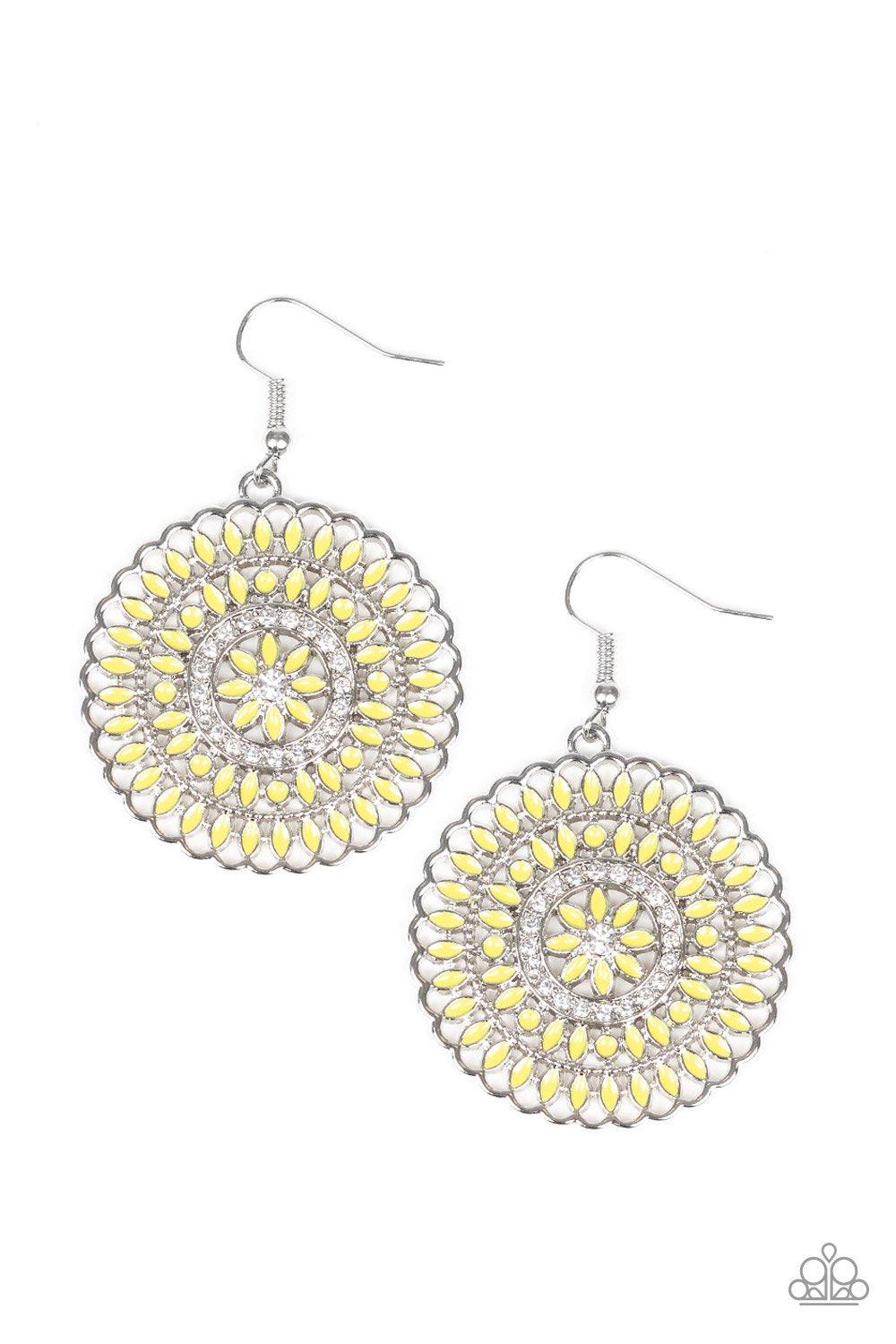 Paparazzi Accessories-PINWHEEL and Deal - Yellow Earrings