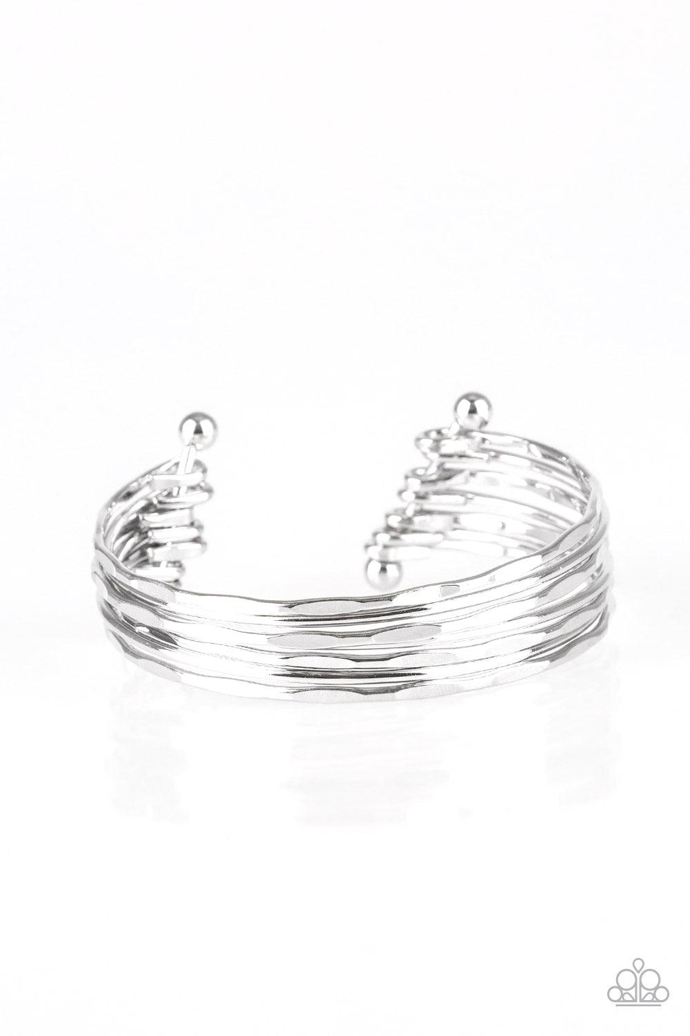 Paparazzi Accessories-Timelessly Textured - Silver Cuff Bracelet - jewelrybybretta