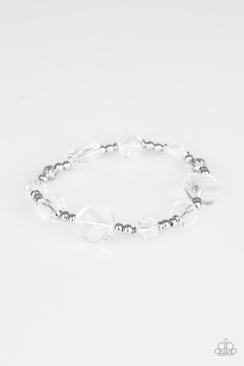 Paparazzi Accessories-Starry-Eyed Elegance - White Bracelet