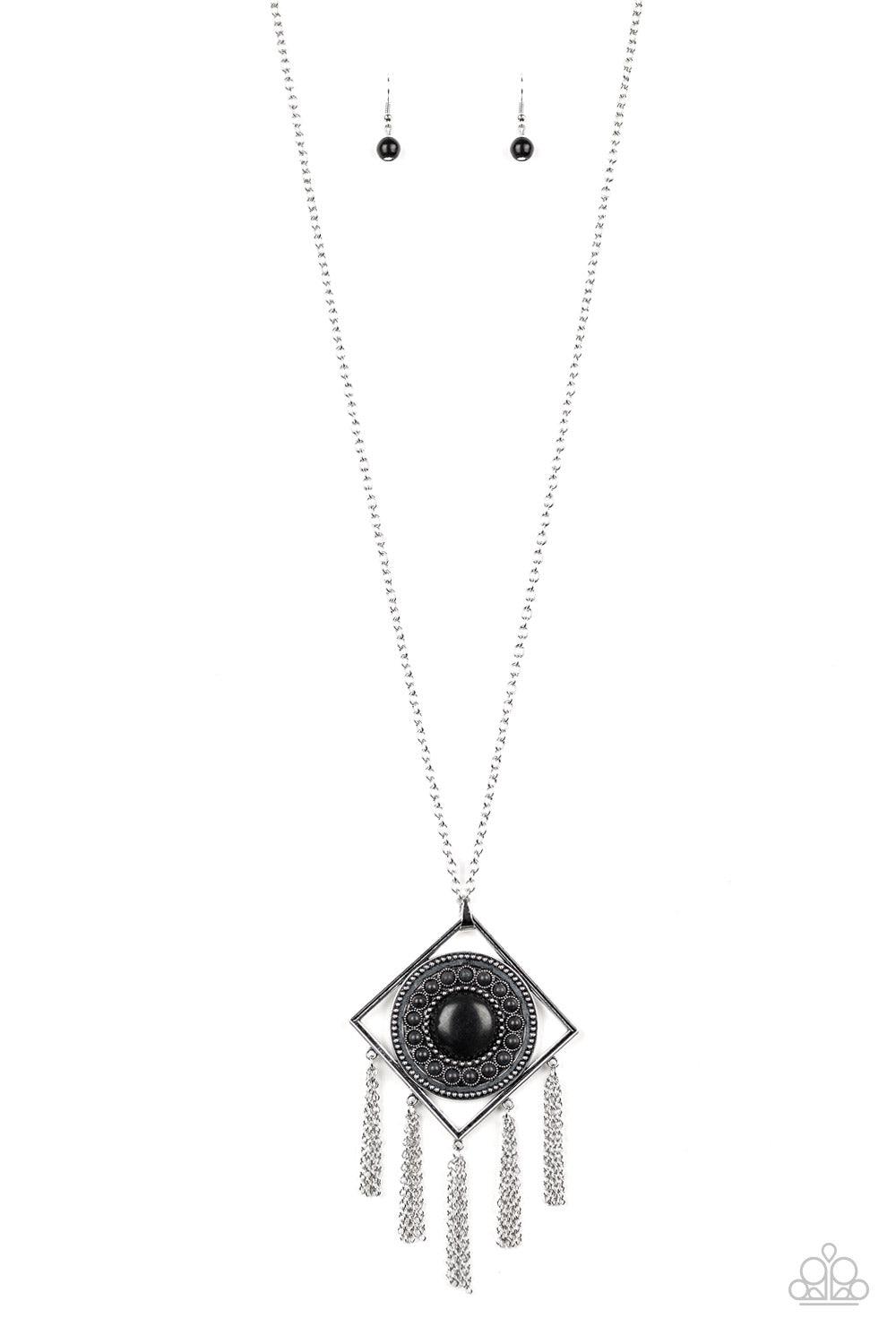 Paparazzi Accessories-Sandstone Solstice - Black Necklace