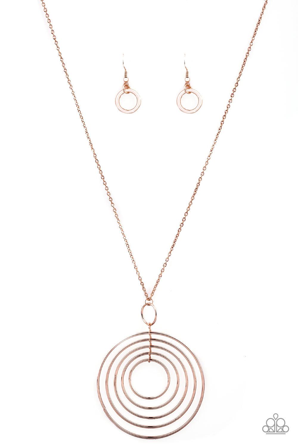 Paparazzi Accessories-Running Circles In My Mind - Rose Gold Necklace