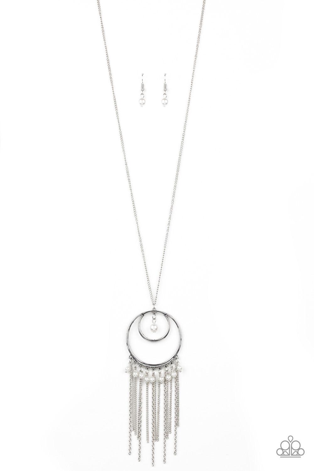 Paparazzi Accessories-Out Of Bounds Shimmer - White Necklace