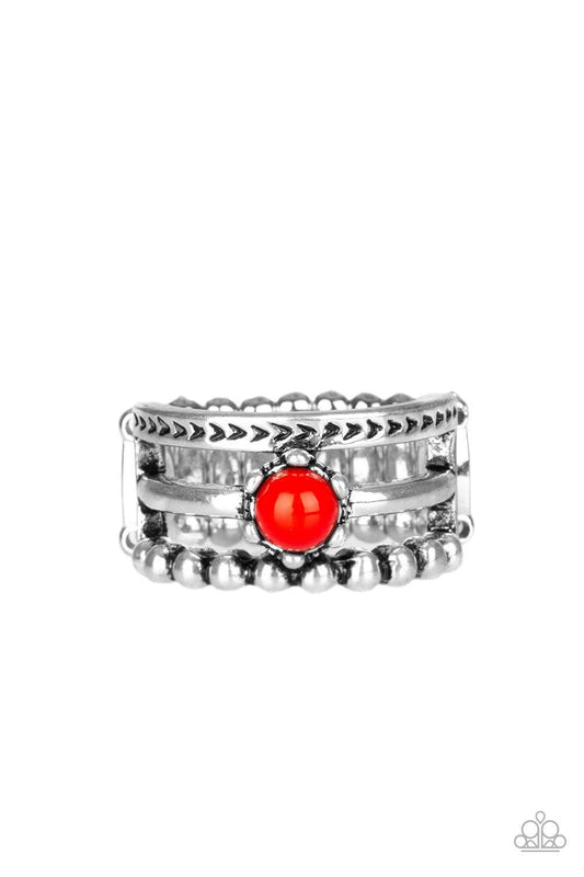 POP Rival Red Bead Tribal Silver Statement Ring - Jewelry from Jewelry by Bretta