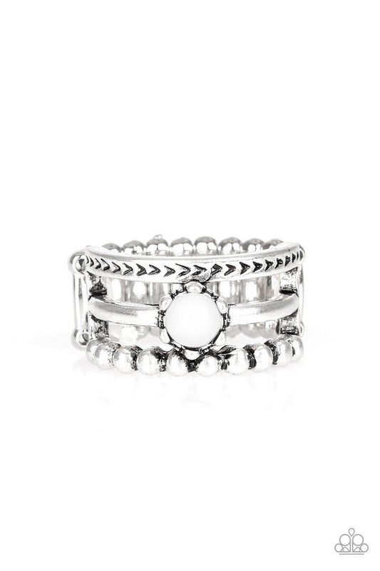 POP Rival White Bead Tribal Silver Ring - Jewelry from Jewelry by Bretta
