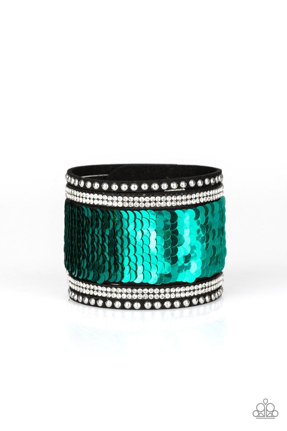 Paparazzi Accessories-MERMAIDS Have More Fun - Green Wrap Bracelet