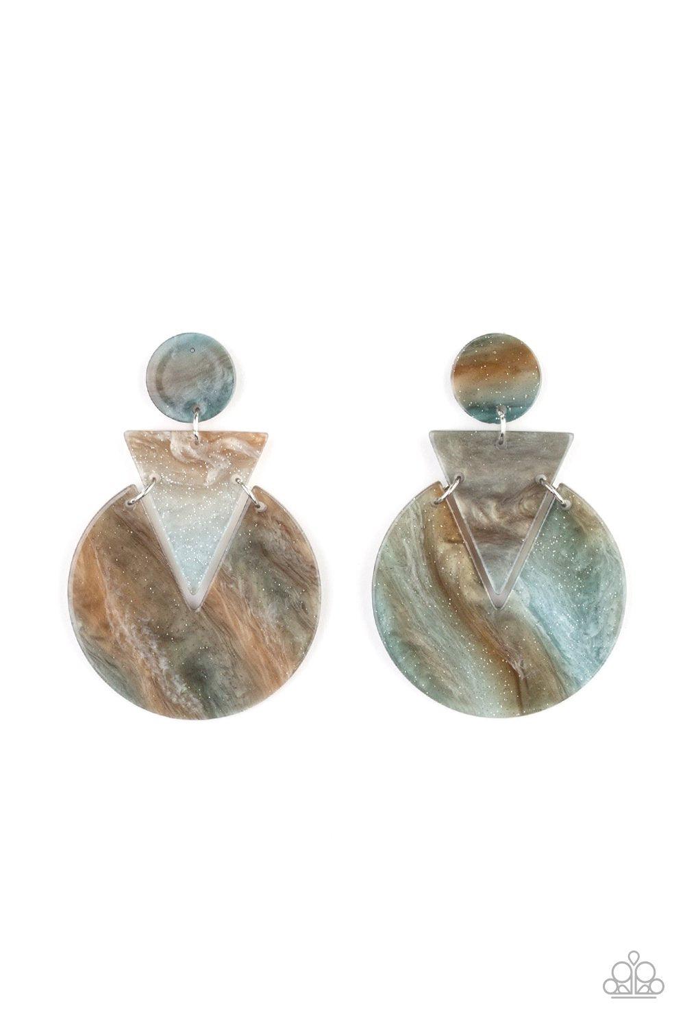 Paparazzi Accessories-Head Under WATERCOLORS - Blue Earrings