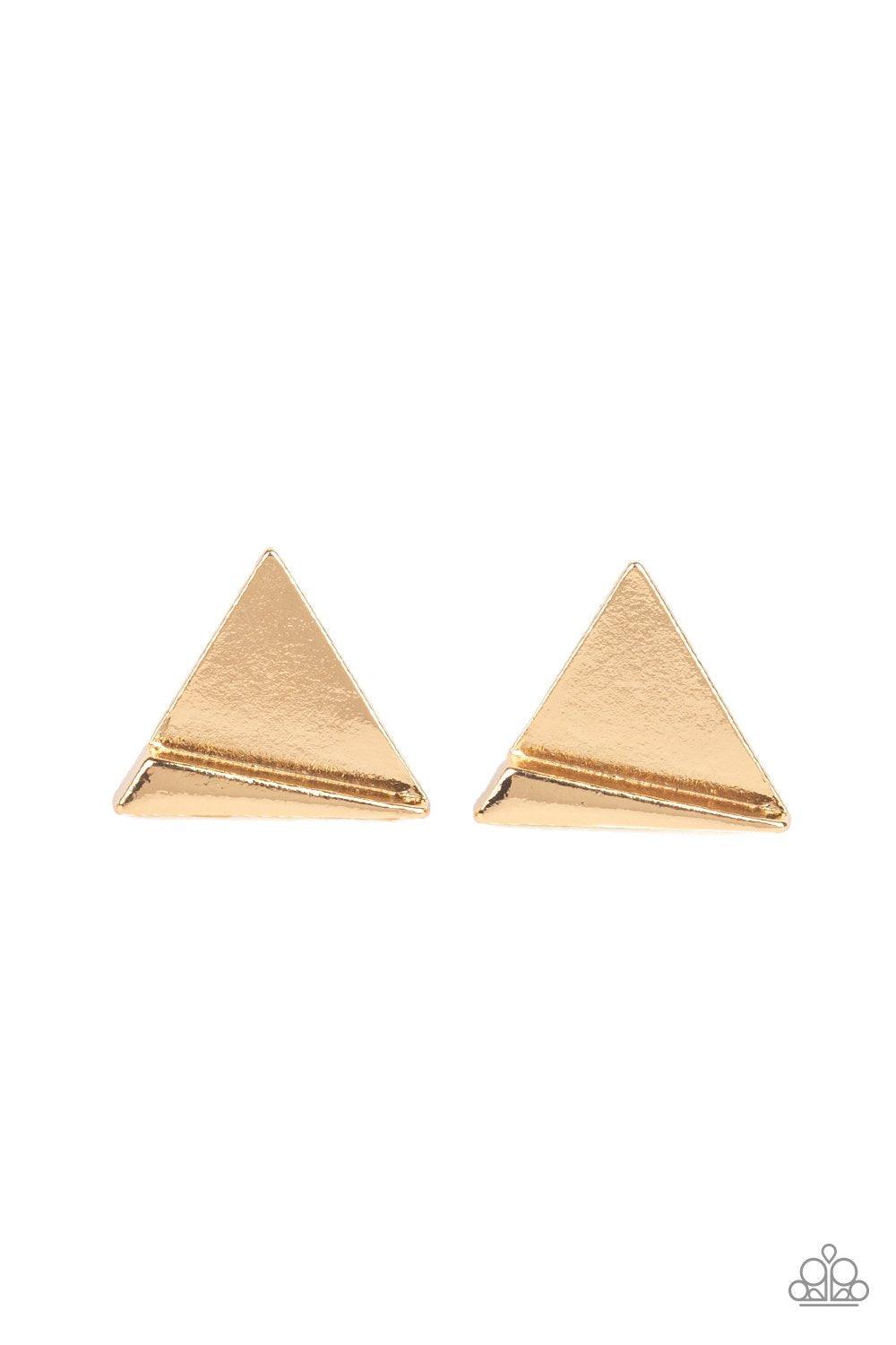 Paparazzi Accessories-Die TRI-ing - Gold Earrings