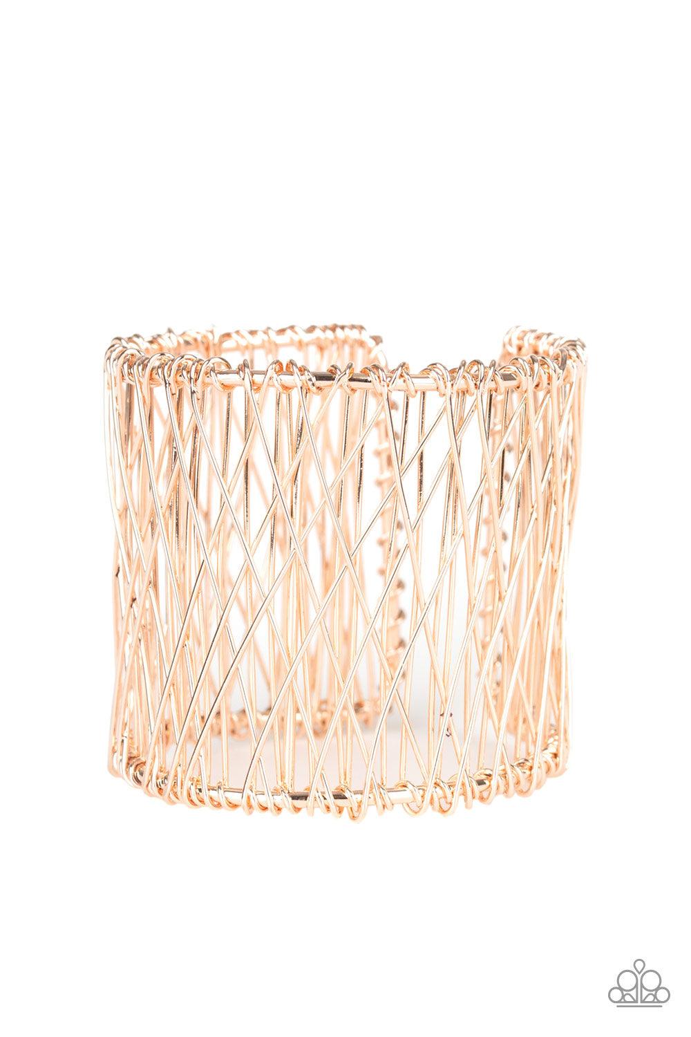 Paparazzi Accessories-Work For WIRE - Rose Gold Cuff Bracelet