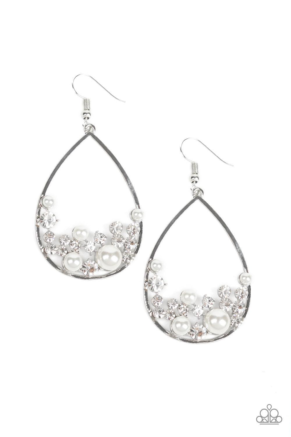 Paparazzi Accessories-Town Car - White Earrings