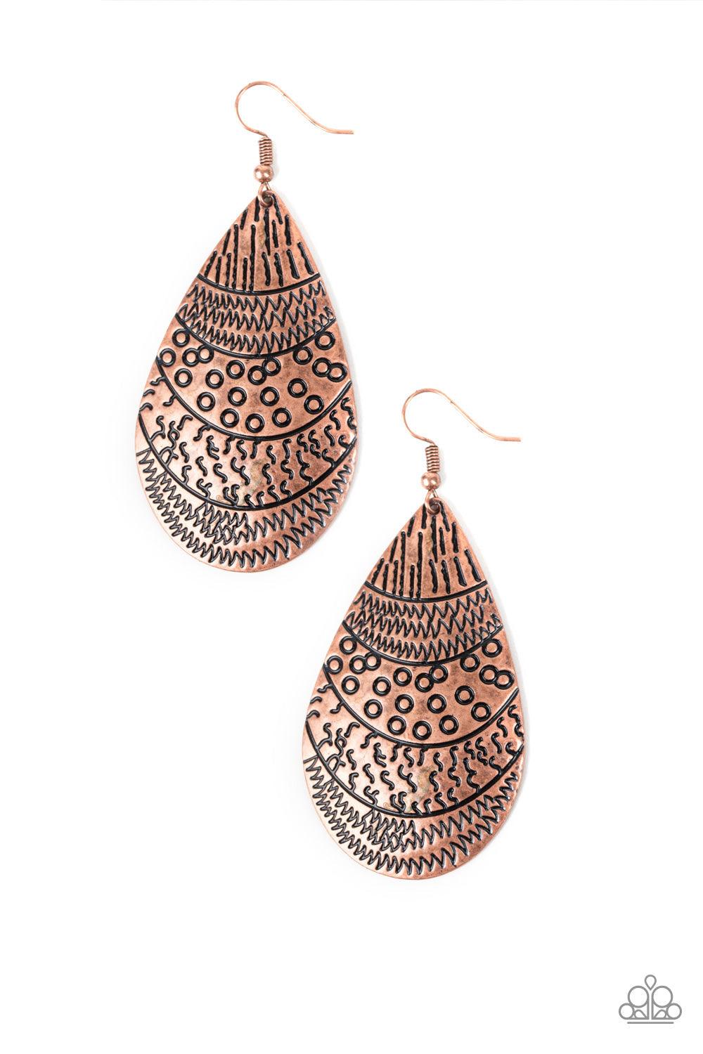 Paparazzi Accessories-Safari Splash - Copper Earrings