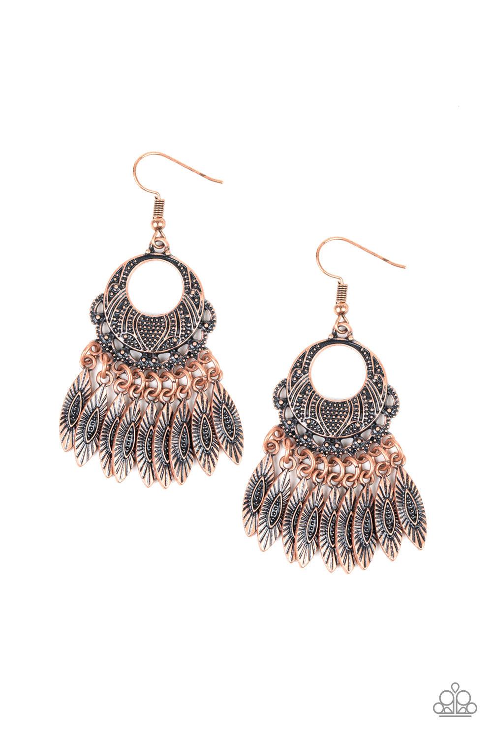 Paparazzi Accessories-Country Chimes - Copper Earrings