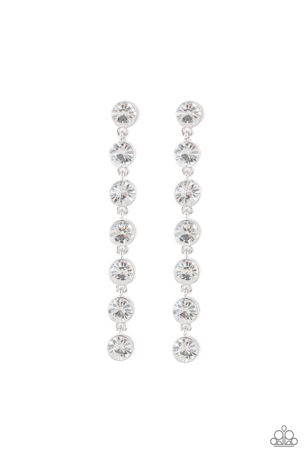 Paparazzi Accessories-Dazzling Debonair - White Earrings