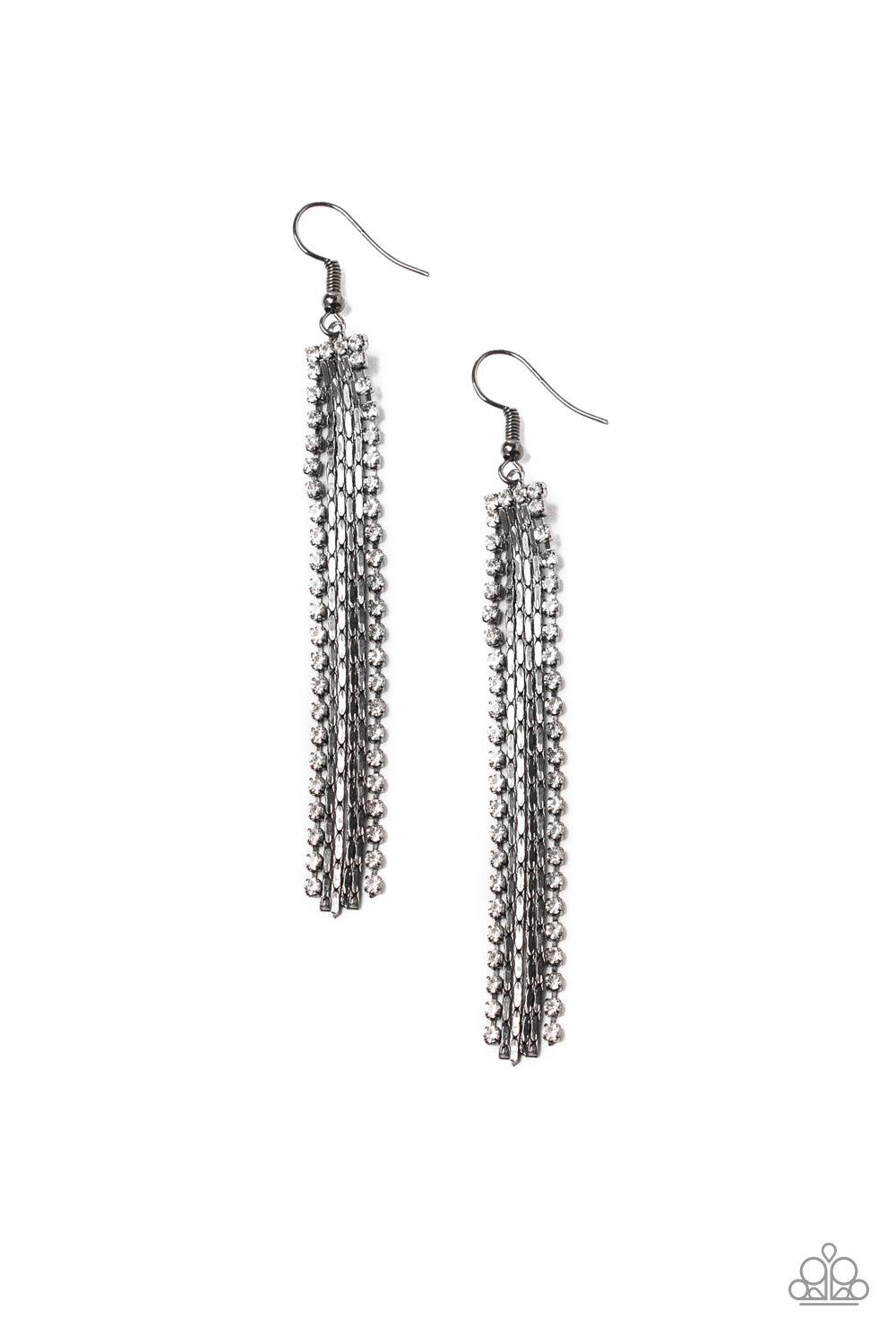 Paparazzi Accessories-Starlit Tassels - Black Earrings