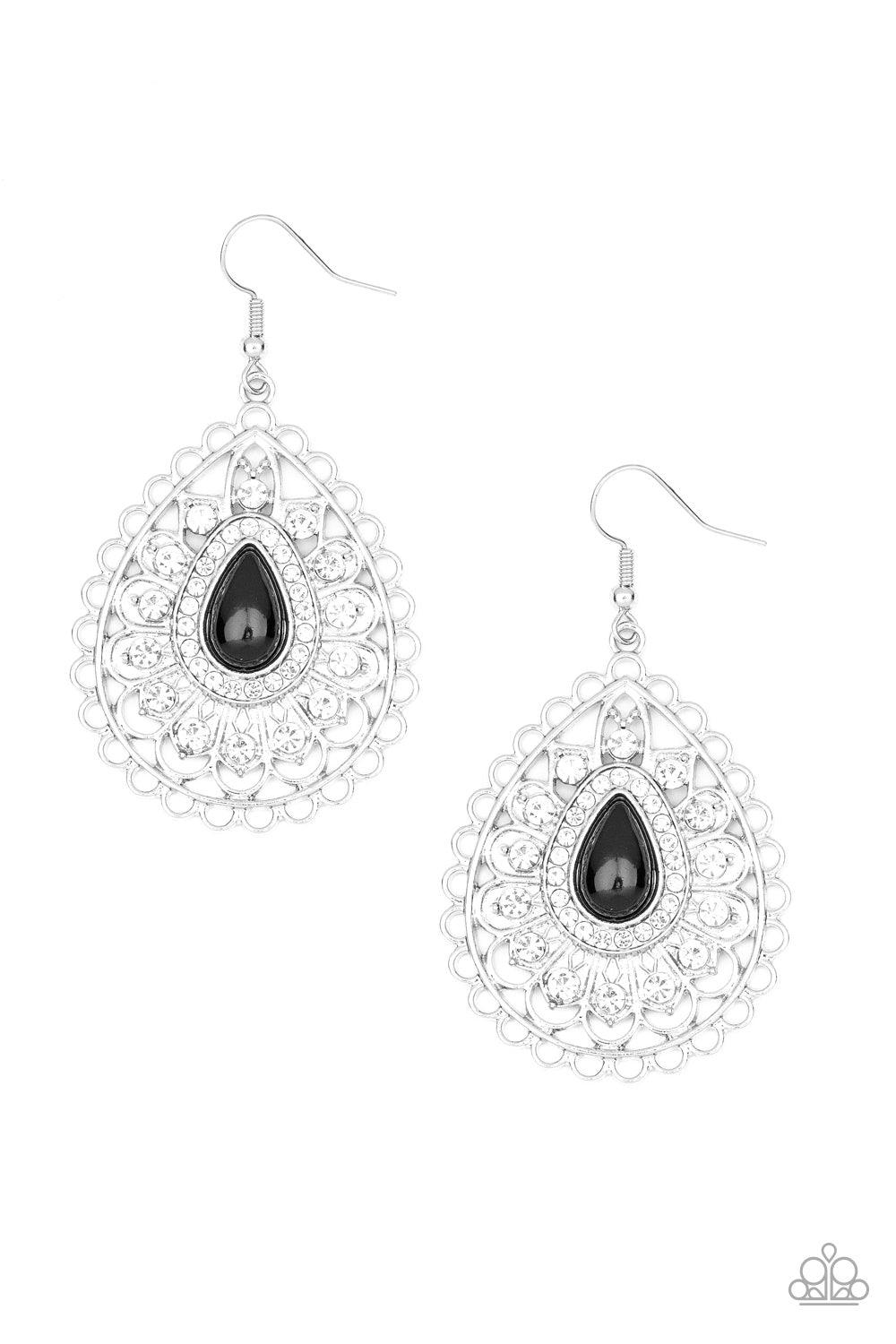 Paparazzi Accessories-Glamour Grandeur - Black Earrings