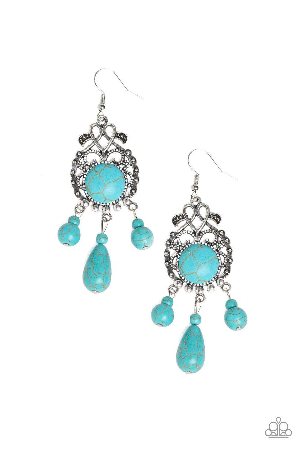 Paparazzi Accessories-Stone Bliss - Blue Earrings