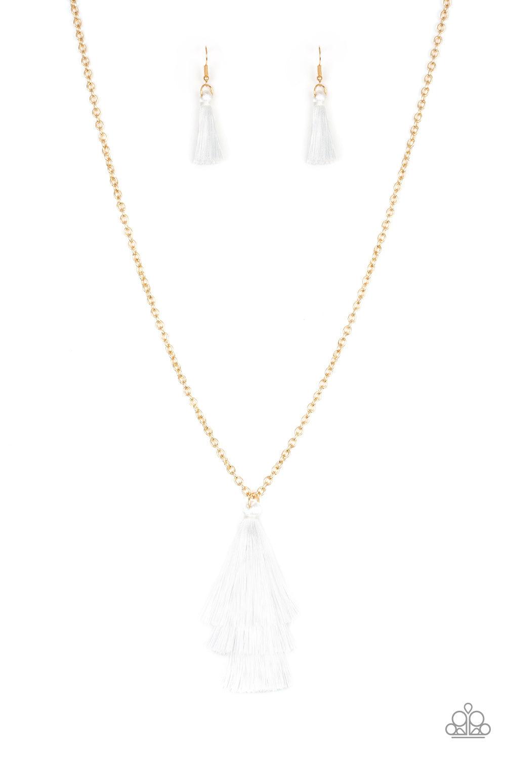 Triple The Tassel White Necklace- Jewelry by Bretta