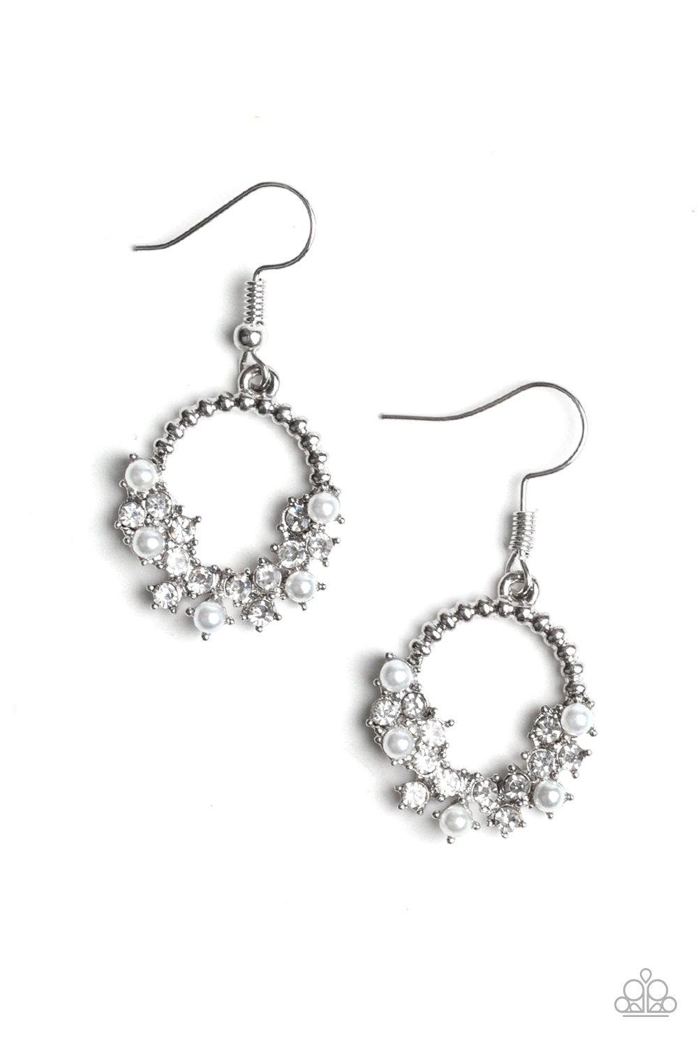 Paparazzi Accessories - Refined Razzle - White Earrings