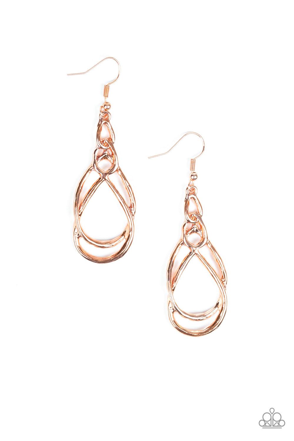 Paparazzi Accessories-Twisted Elegance - Copper Earrings