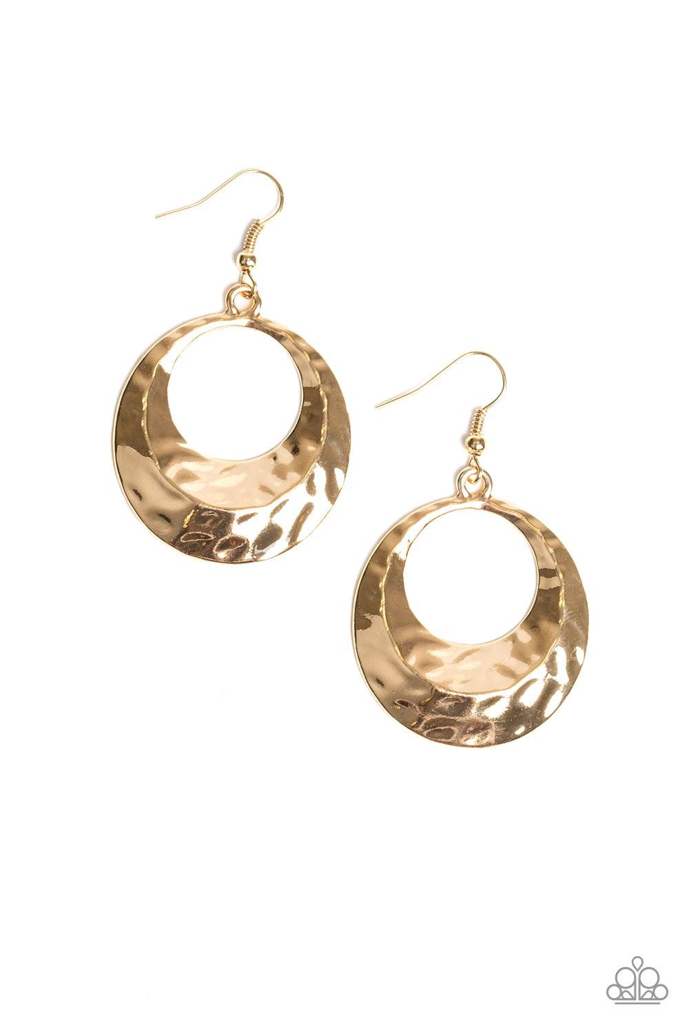 Paparazzi Accessories-Savory Shimmer - Gold Earrings - jewelrybybretta