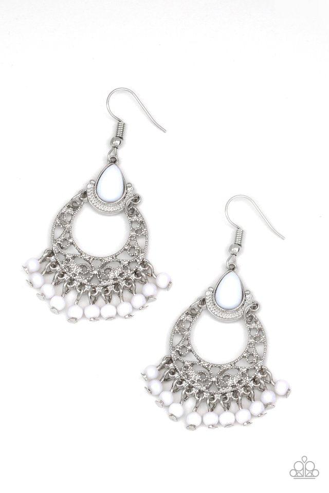 Paparazzi Accessories-Colorful Colada - White Earrings