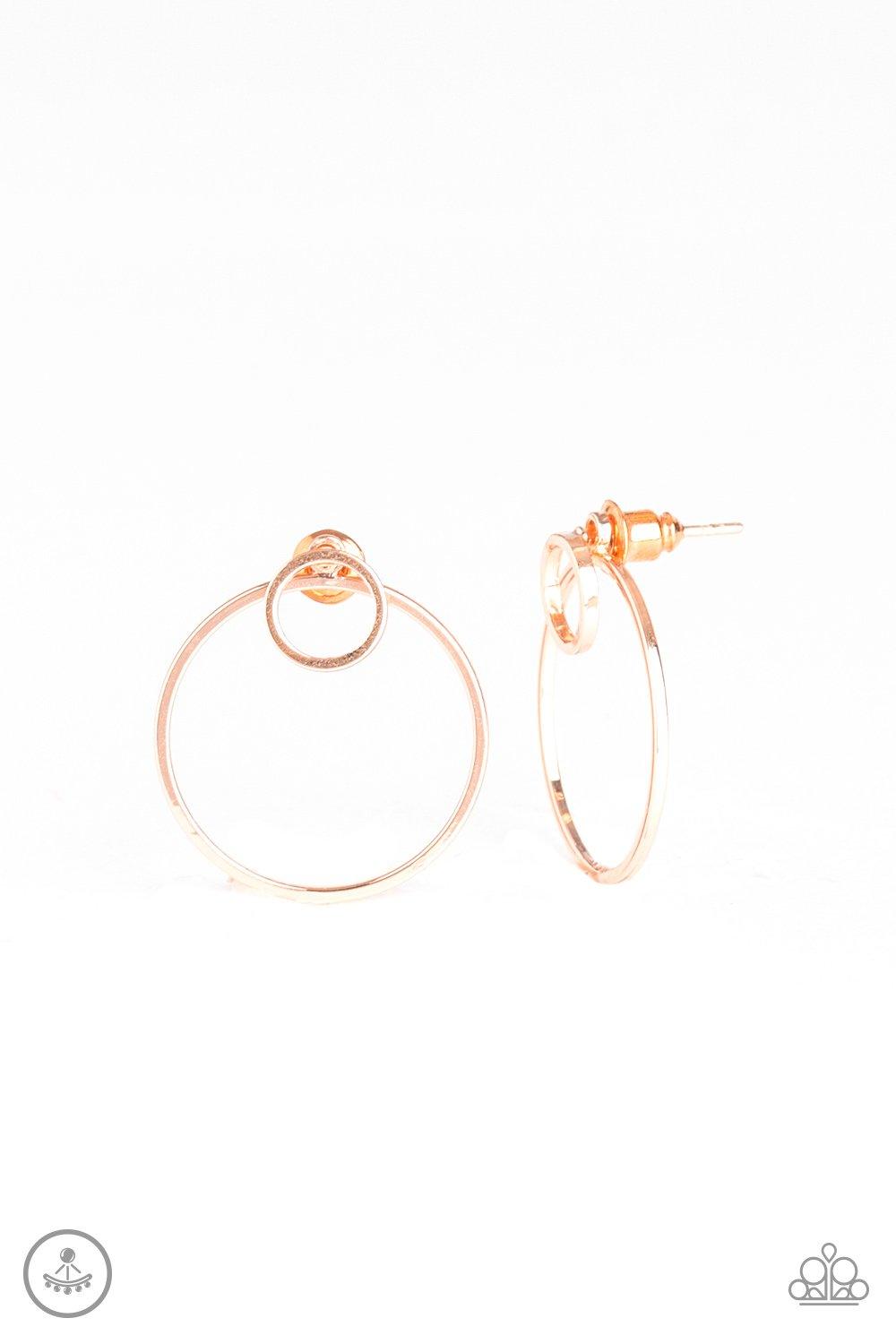 Paparazzi Accessories-Spin Cycle - Rose Gold Earrings