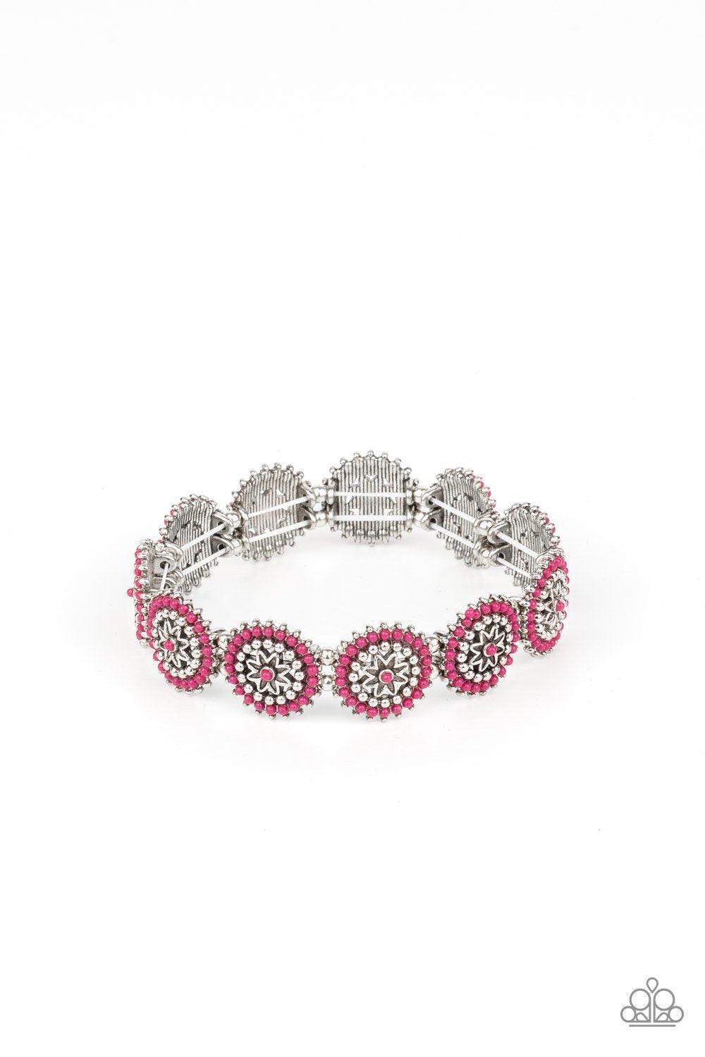 Paparazzi Accessories-Bohemian Flowerbed - Pink Bracelet