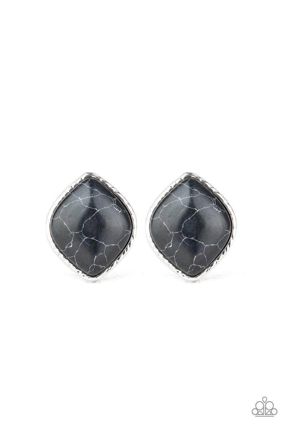 Paparazzi Accessories-Marble Marvel - Black Earrings