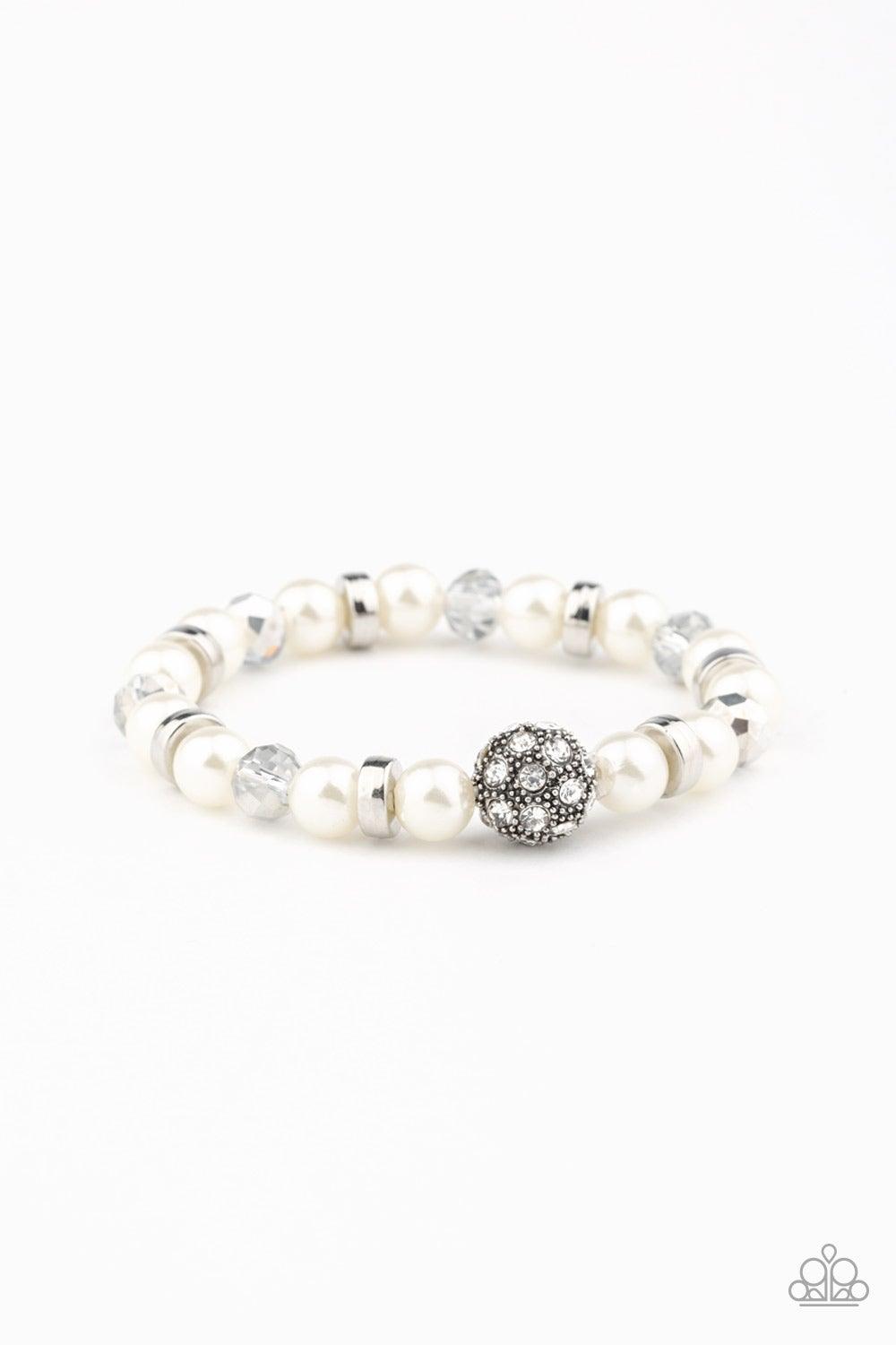 Paparazzi Accessories-Twinkling Timelessness - White Bracelet