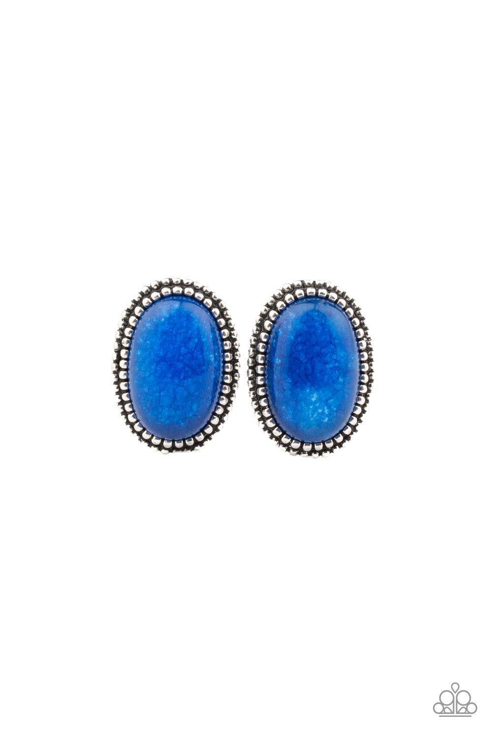 Paparazzi Accessories-Shiny Sediment - Blue Earrings