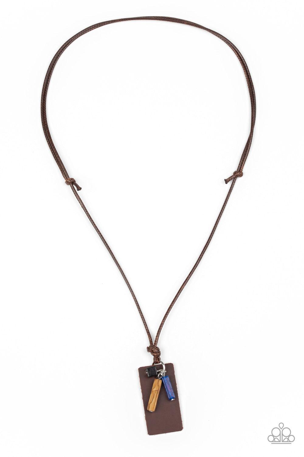 brown leather, dainty black, brown, and white stone