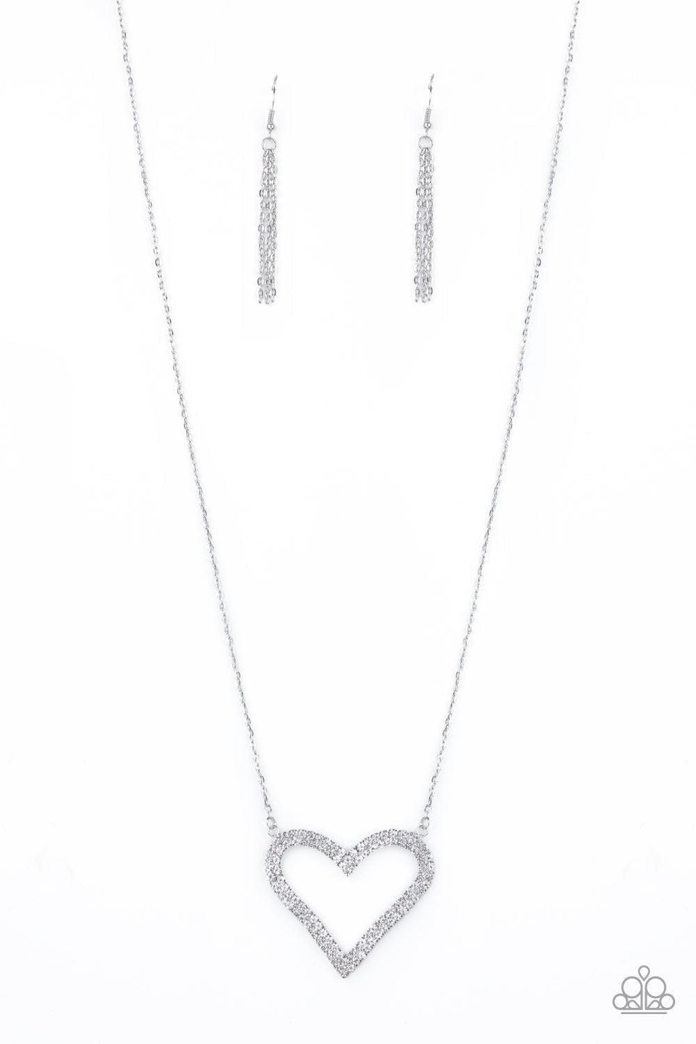 Paparazzi Accessories-Pull Some HEART-strings - White Necklace