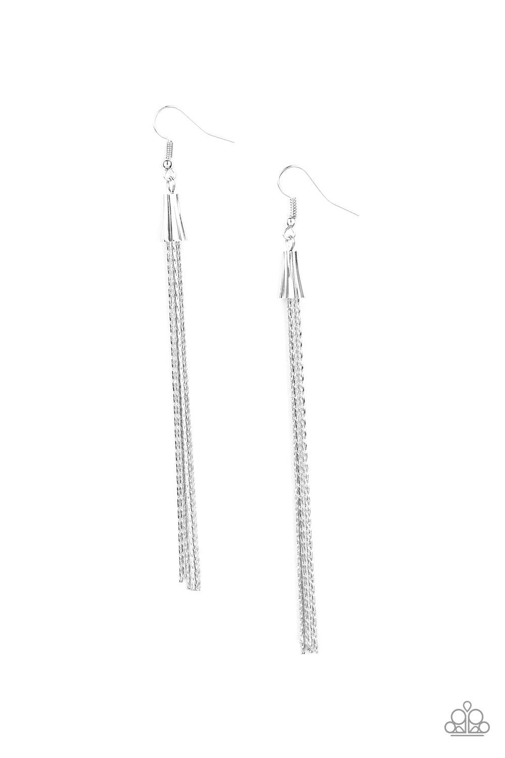Paparazzi Accessories-Shimmery Streamers - Silver Earrings