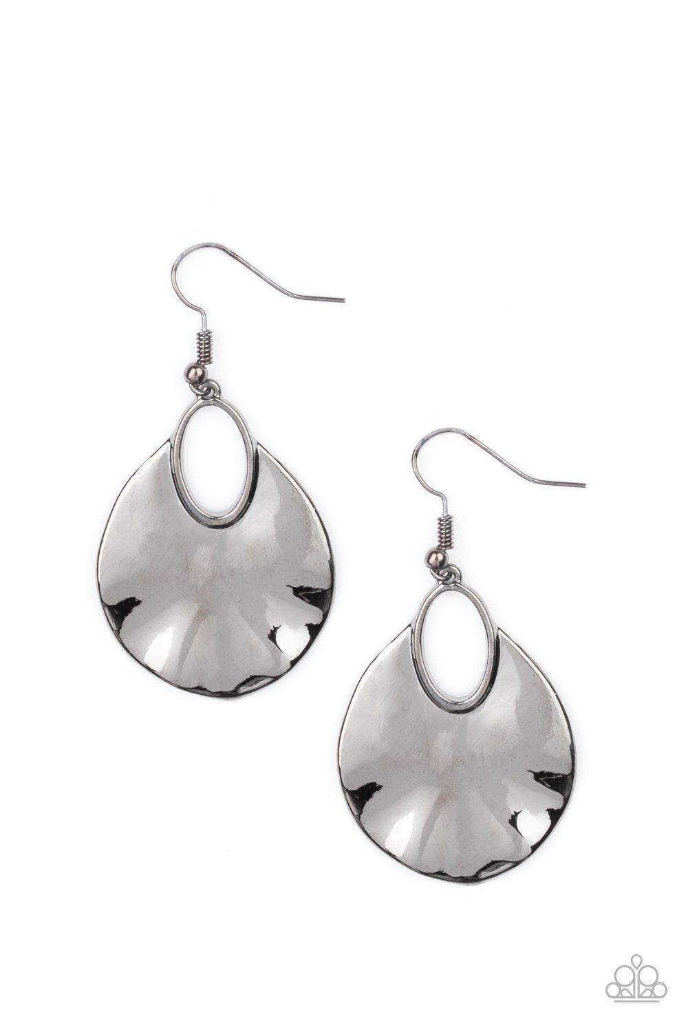 Paparazzi Accessories-Ruffled Refinery - Black Earrings