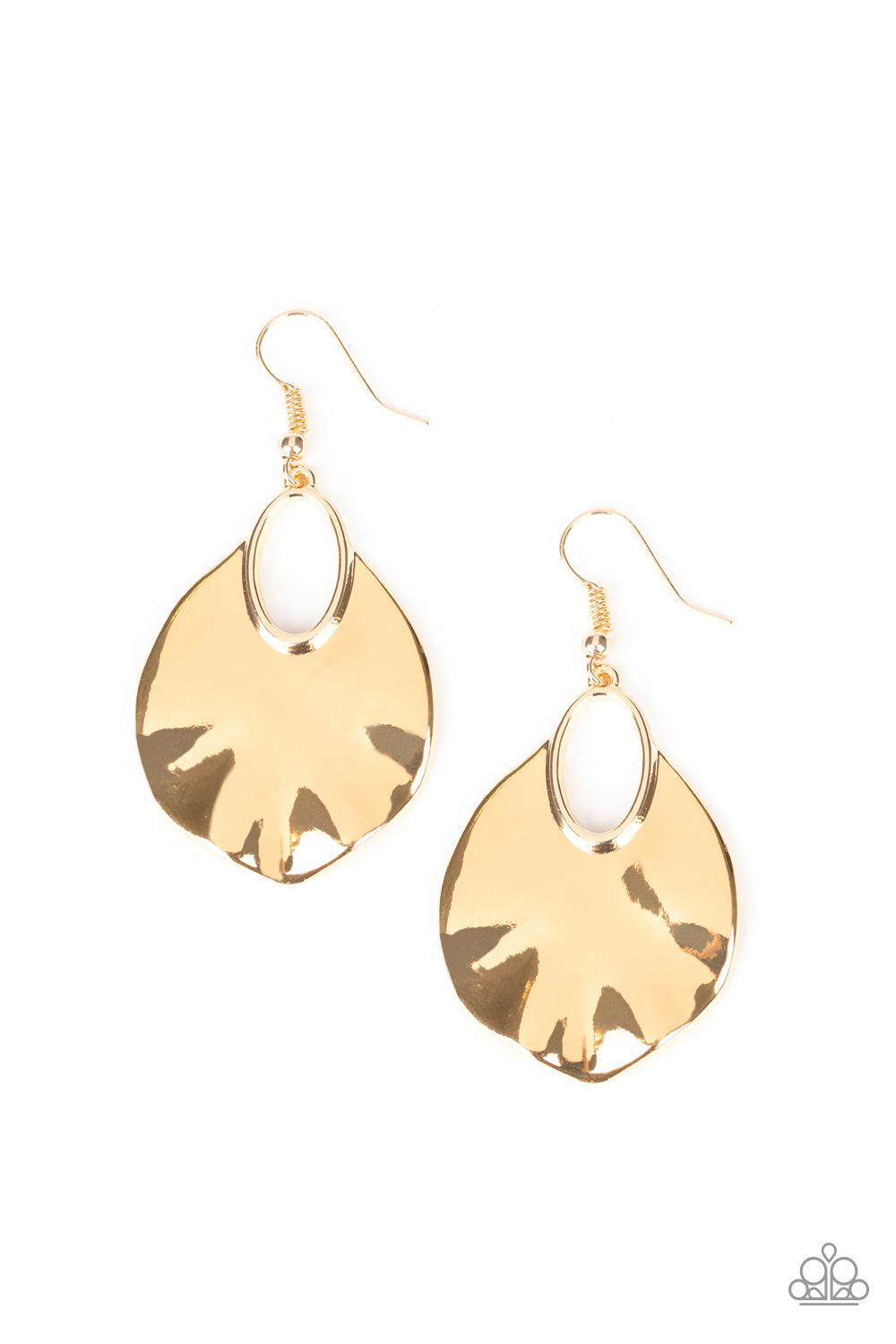 Paparazzi Accessories-Ruffled Refinery - Gold Earrings