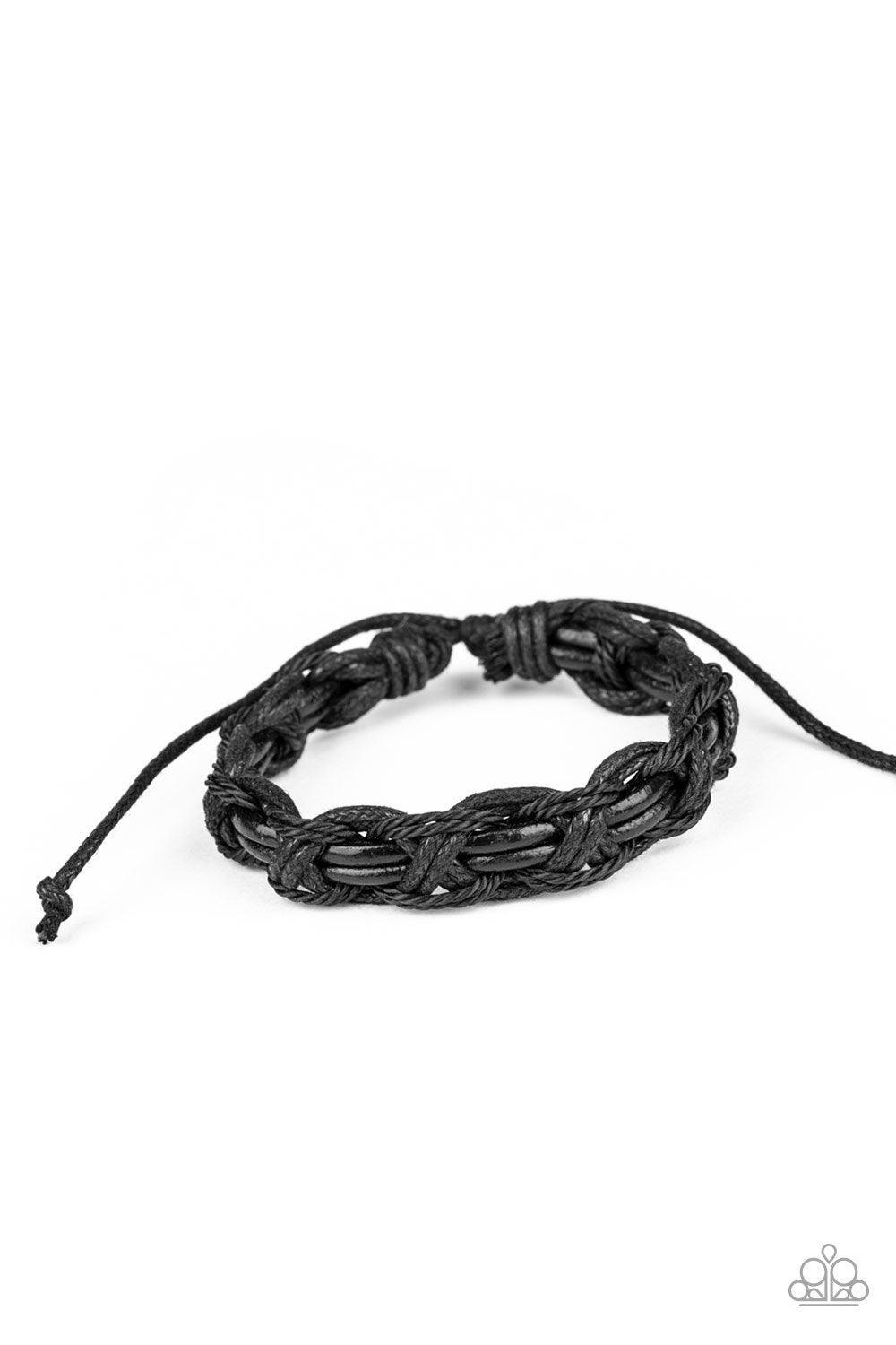 Paparazzi Accessories-Dont WEAVE Me Hanging - Black Urban Bracelet