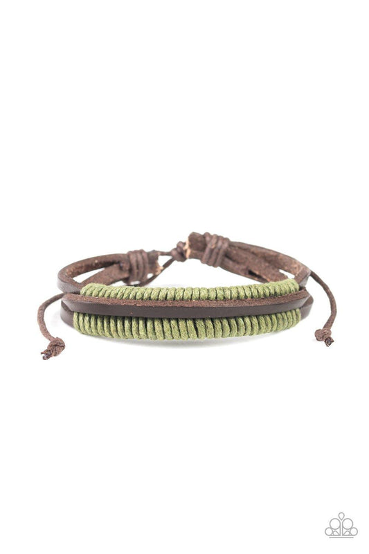 Paparazzi Accessories-Rugged Roper - Green Urban Bracelet