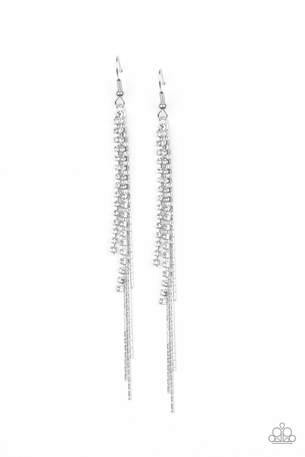 Paparazzi Accessories-REIGN Check - White Earrings